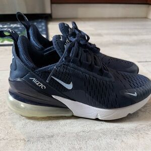 Nike Airmax 270 Grade School Youth Kids Sneakers Dark Blue/Navy and White